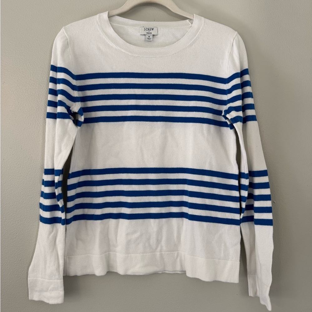 J Crew “ Teddie “ Cotton Striped Crewneck Sweater